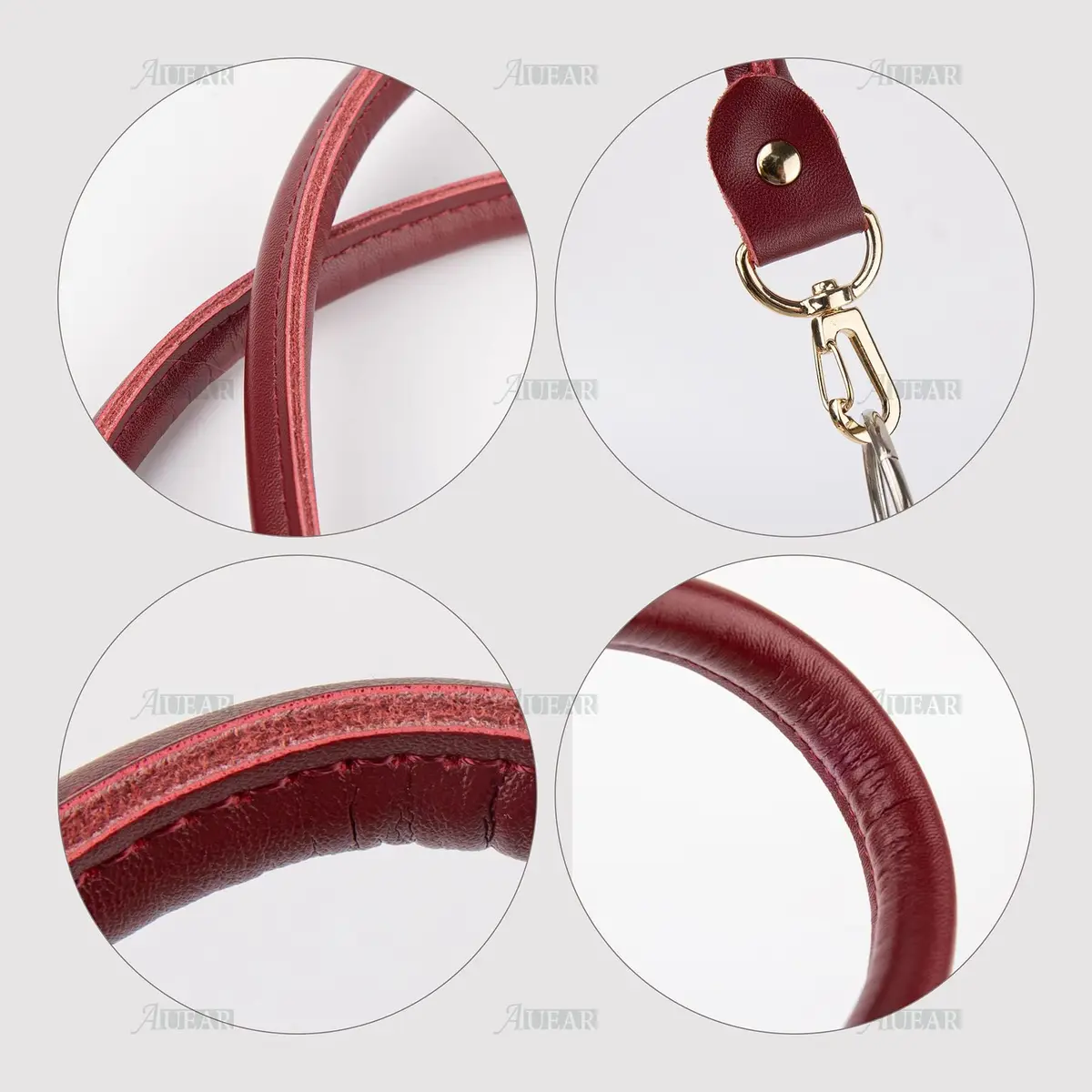 AUEAR Wine Red PU Leather Replacement Purse Straps with Gold Lobster Buckles (15.7 Inches / 40 cm) | Set of 2 for Small Handmade Bags - view 5
