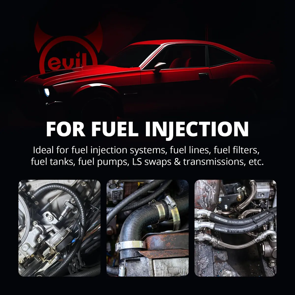 EVIL ENERGY 5/16" SAE J30R9 Fuel Injection Hose 8mm (0.315 in) x 25ft (7.62 m) | 300 PSI Working Pressure - view 8