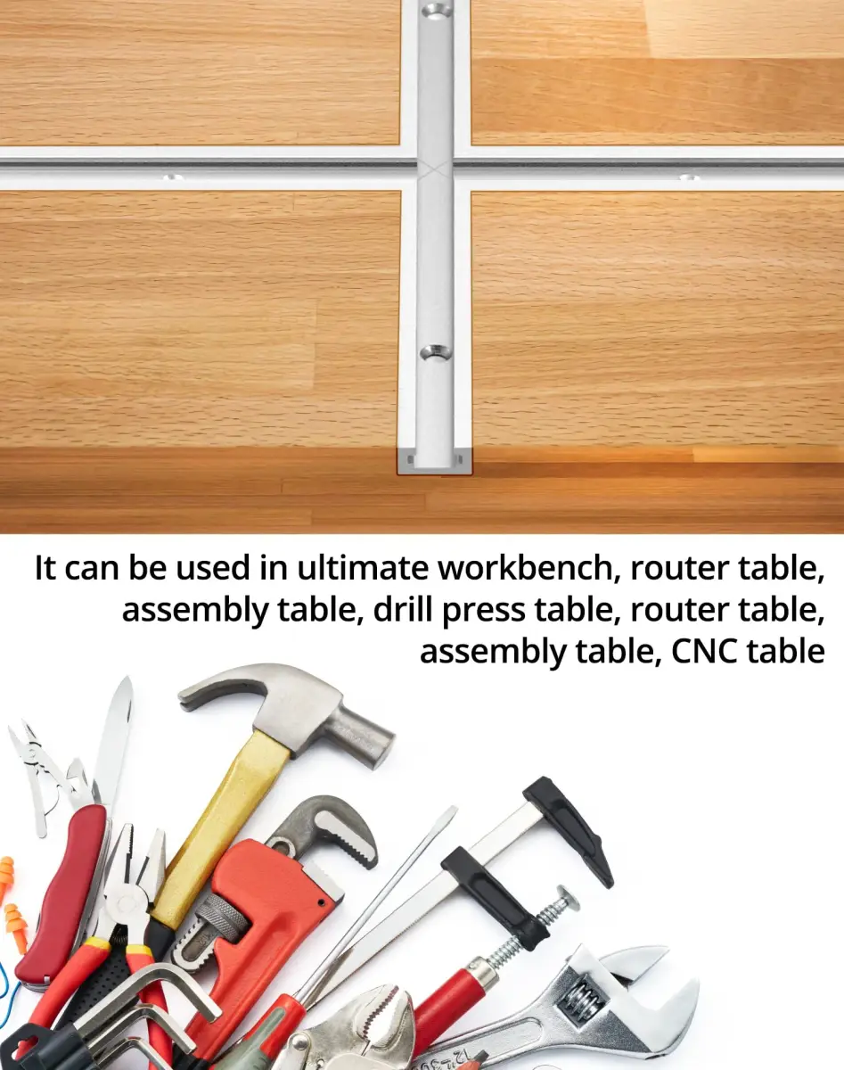 QWORK Aluminum T Track 36 Inch (91.44 cm) 4-Pack | Universal Double Cut Profile for Router & Drill Press Tables - view 5