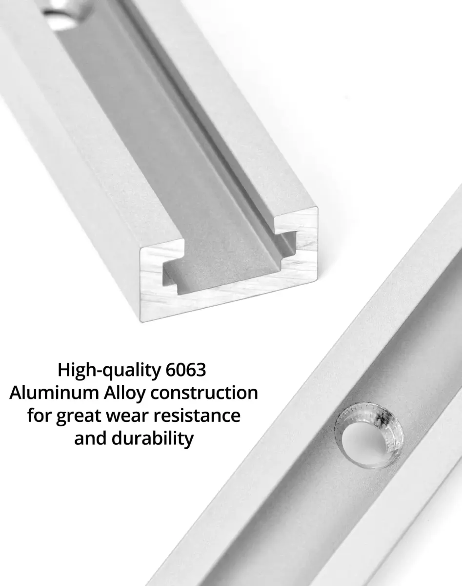 QWORK Aluminum T Track 36 Inch (91.44 cm) 4-Pack | Universal Double Cut Profile for Router & Drill Press Tables - view 6