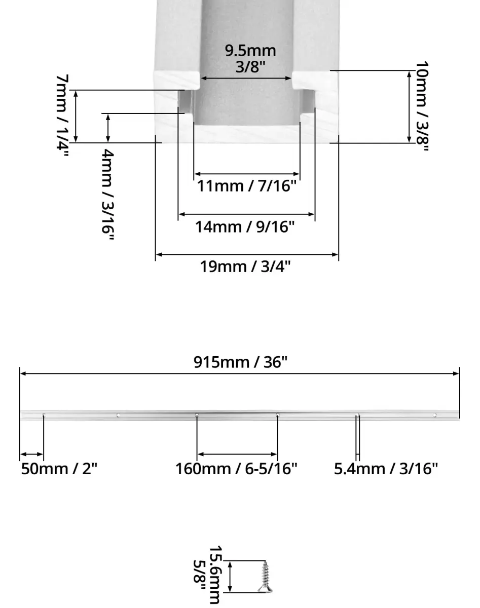 QWORK Aluminum T Track 36 Inch (91.44 cm) 4-Pack | Universal Double Cut Profile for Router & Drill Press Tables - view 2