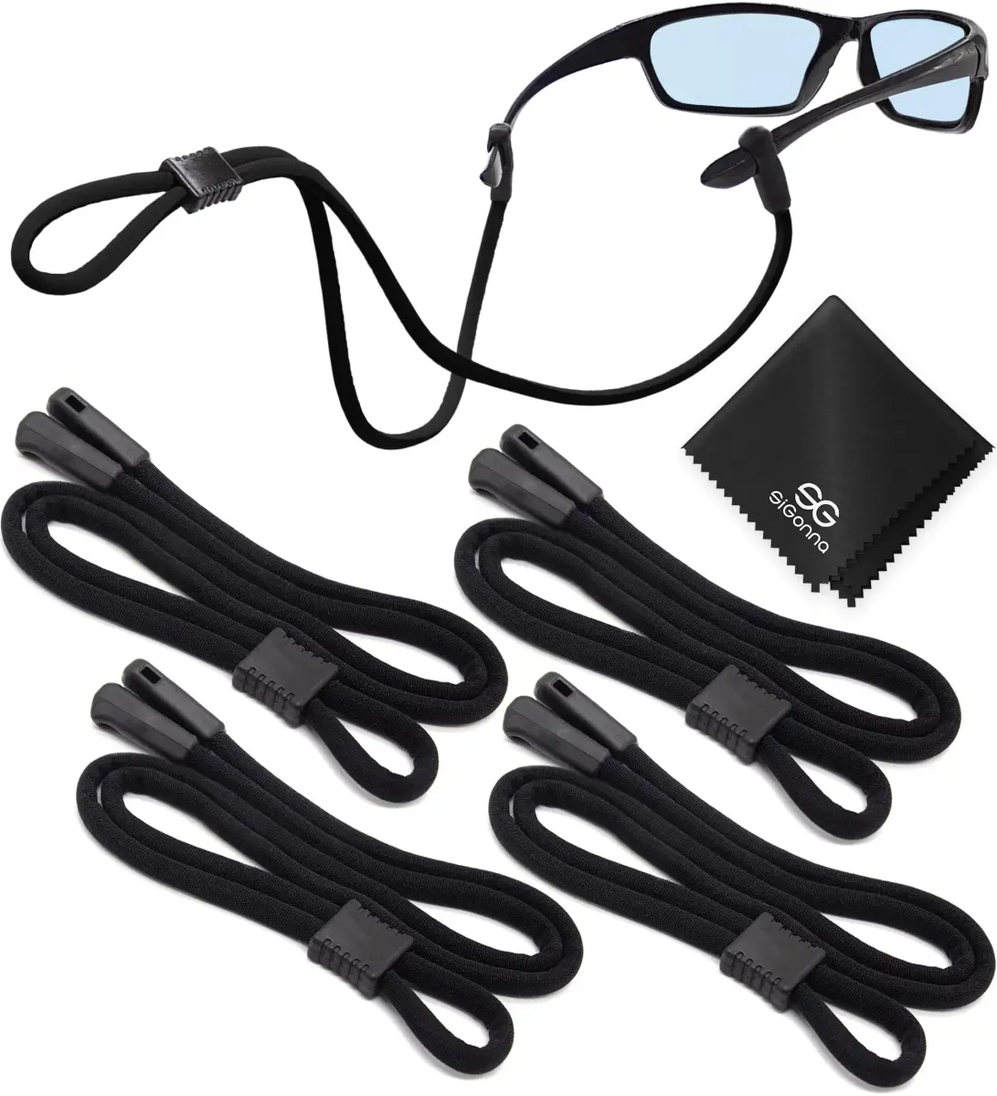 SIGONNA Black Eyeglass Holder Strap | Adjustable 27 inch Neck Lanyard for Men & Women - main product image
