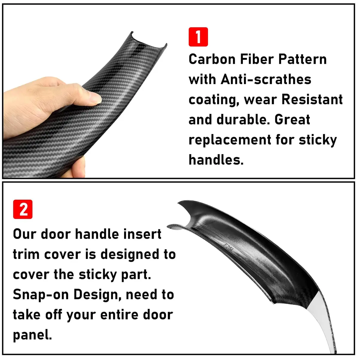 Jaronx Carbon Fiber Pattern Door Handle Covers for BMW X3 F25/X4 F26 (3-Piece Set) - view 3