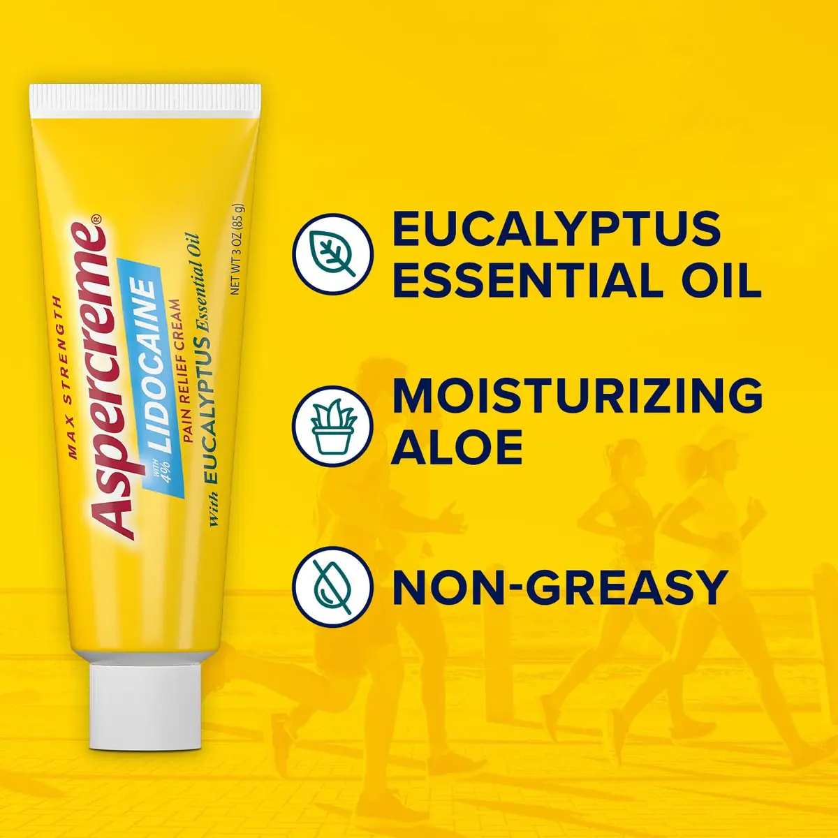 Aspercreme Lidocaine Pain Relief Cream, Eucalyptus, 3 oz. | Fast-Acting, Non-Greasy, Travel-Friendly - view 5