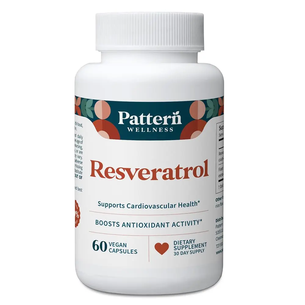 Pattern Wellness Resveratrol Supplement – 60 Capsules | Supports Heart & Cellular Health - main product image