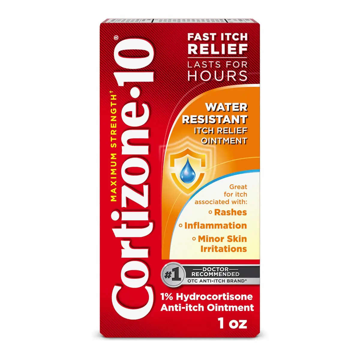 Cortizone 10 Max Strength Water Resistant Itch Relief Ointment, 1 oz. | Fast-Acting, Fragrance-Free Skin Relief - main product image