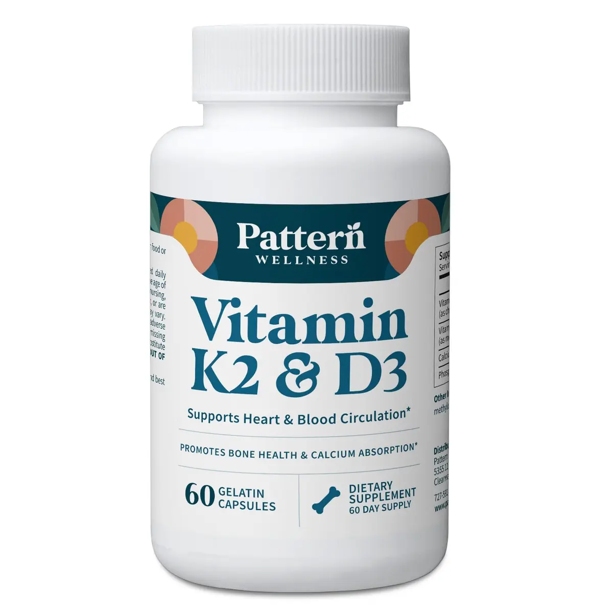 Pattern Wellness Vitamin K2 & D3 Supplement – 60 Capsules | Bone & Heart Support - main product image