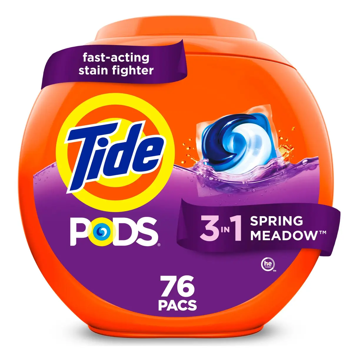 Tide PODS Laundry Detergent Pacs 76 Count | Spring Meadow Scent, 3-in-1 Stain Remover, Odor Fighter, Color Protector - main product image