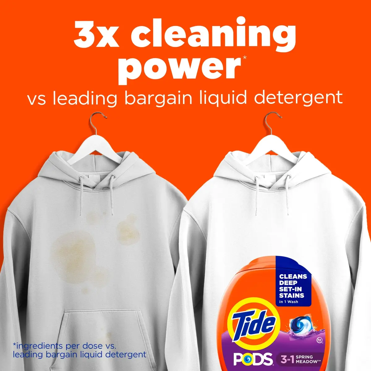 Tide PODS Laundry Detergent Pacs 76 Count | Spring Meadow Scent, 3-in-1 Stain Remover, Odor Fighter, Color Protector - view 2