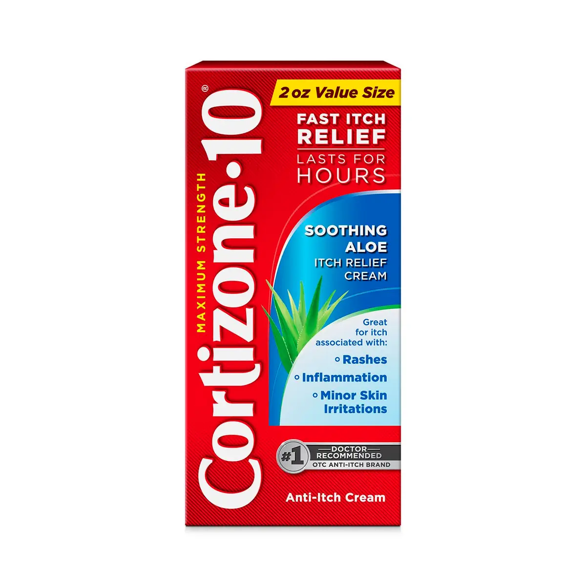 Cortizone 10 Max Strength Soothing Aloe Itch Relief Cream 2 oz | Fast-Acting, Fragrance-Free - main product image