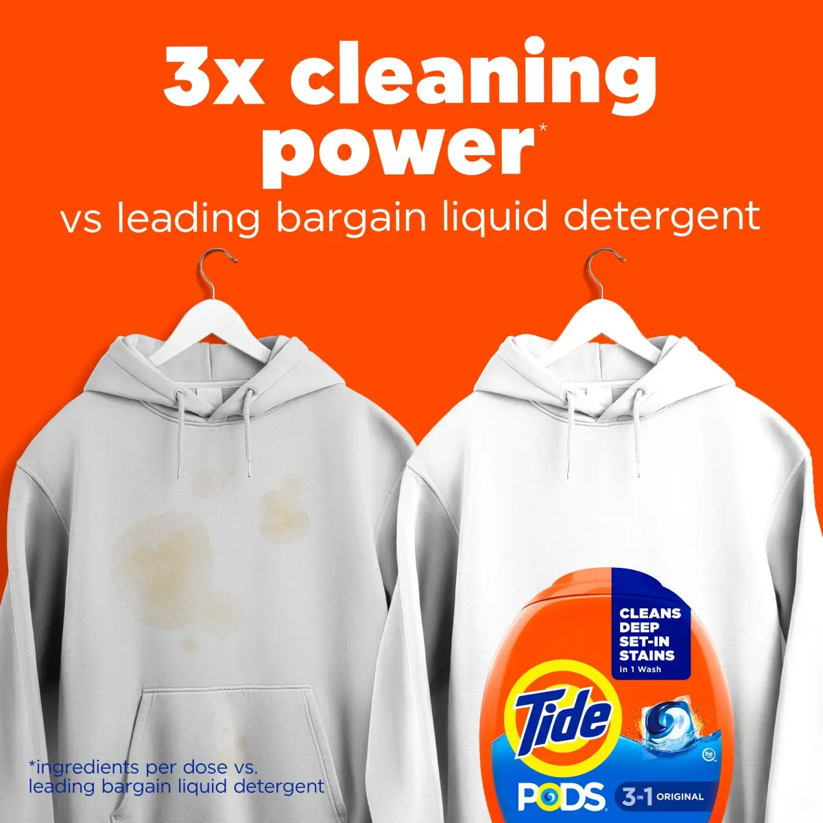 Tide PODS Laundry Detergent Pacs 76 Count | 3-in-1 Stain Remover, Odor Fighter, Color Protector, HE Compatible, Original Scent - view 2