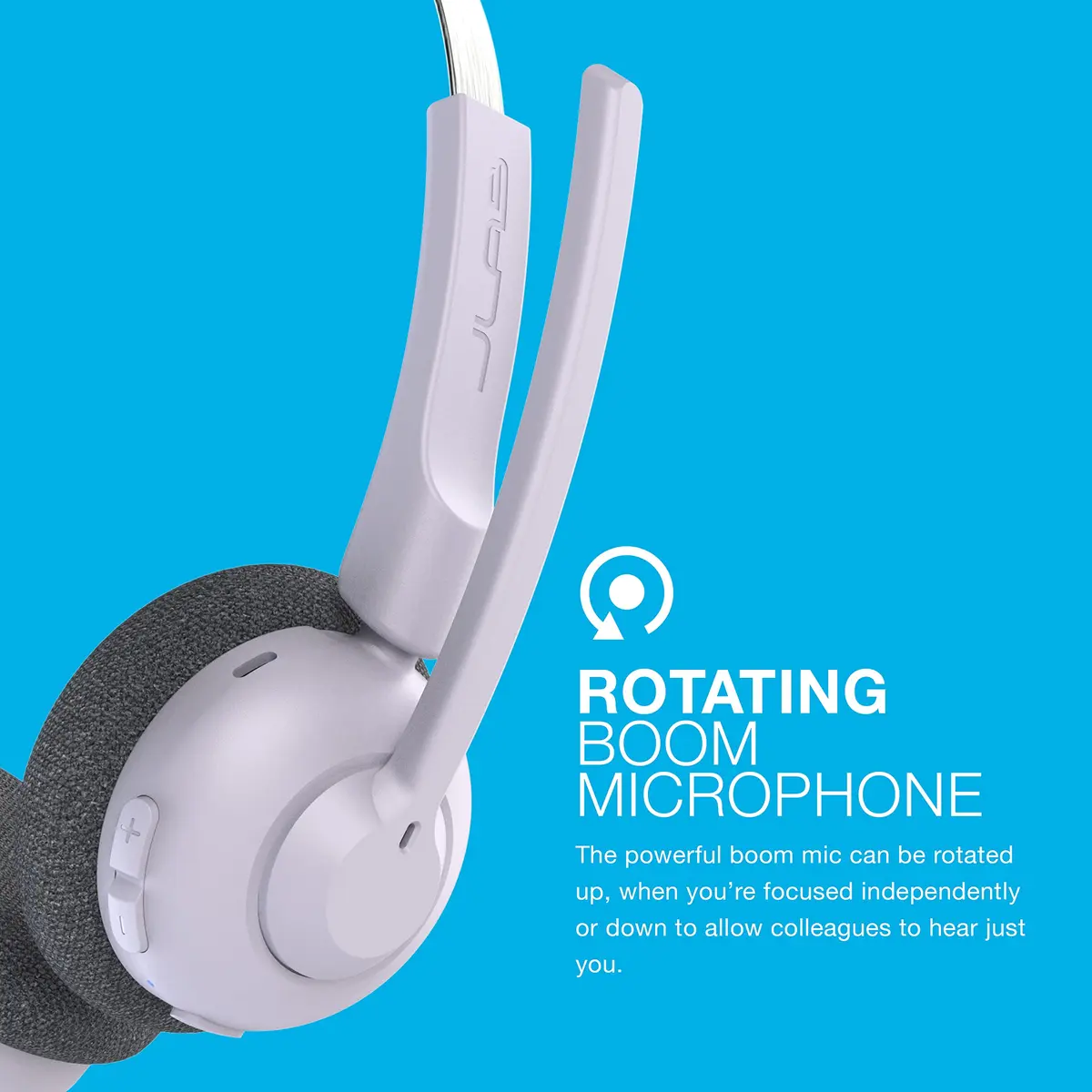 JLab Go Work Pop On-Ear Wireless Headset Black | Bluetooth Multipoint & Noise Canceling Boom Mic - view 6