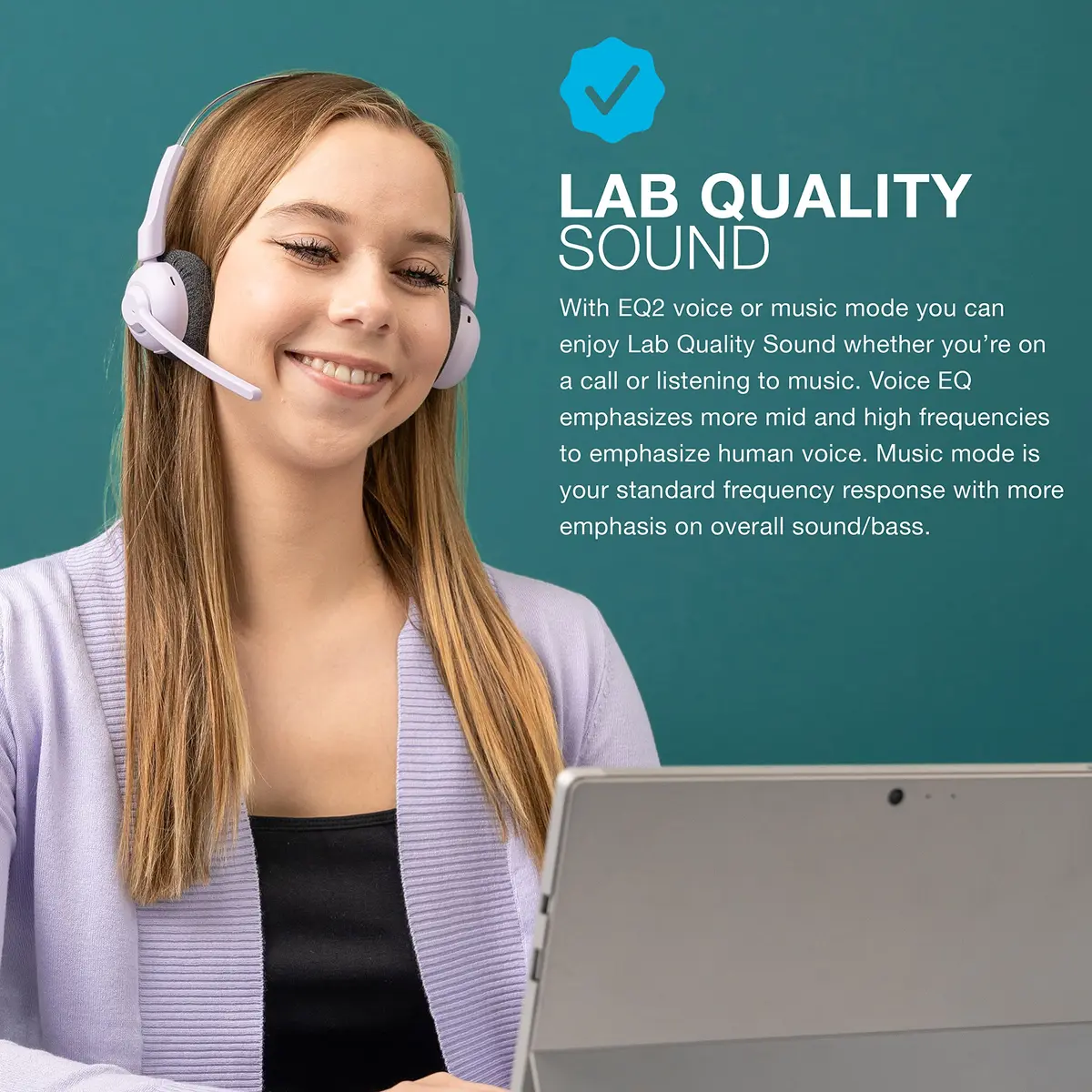 JLab Go Work Pop On-Ear Wireless Headset Black | Bluetooth Multipoint & Noise Canceling Boom Mic - view 2