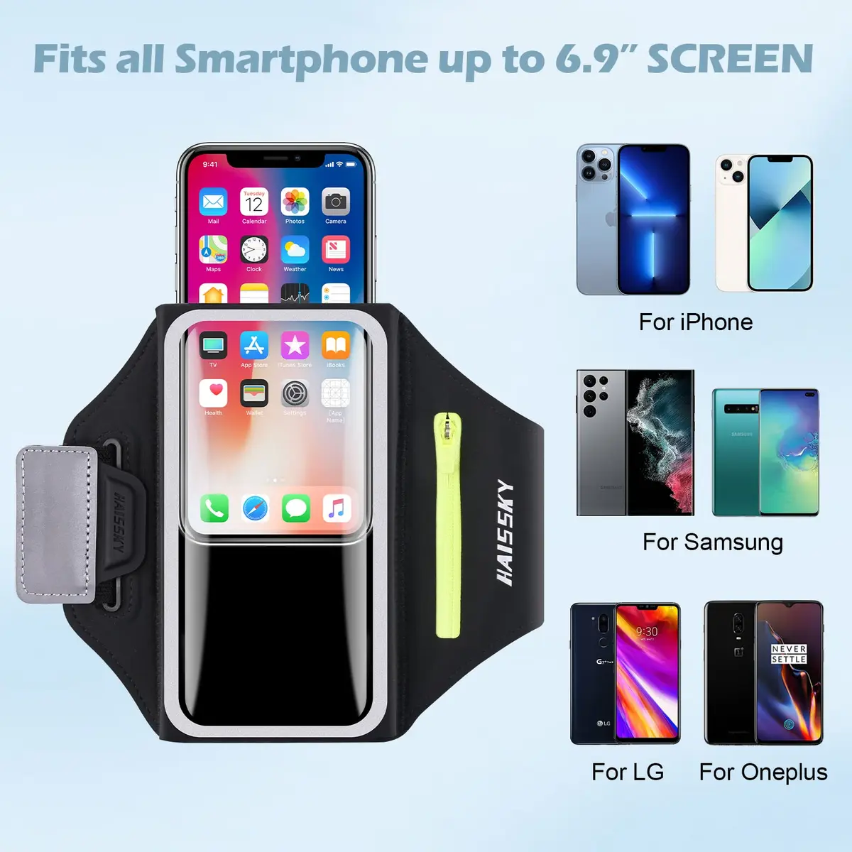 Guzack Running Armband with Key Pouch & Card Slot | Up to 6.9" Phone Fit, Adjustable & Sweat-Proof - view 3