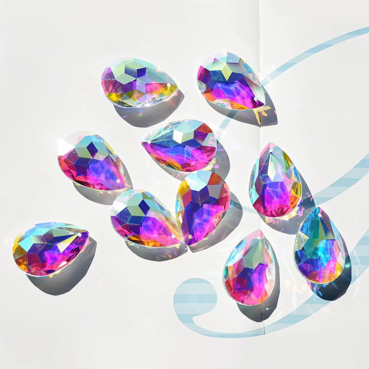 H&D HYALINE & DORA 10 Pcs Crystal Prism Pendants 50MM | Teardrop Suncatcher for Garden & Decor - view 7