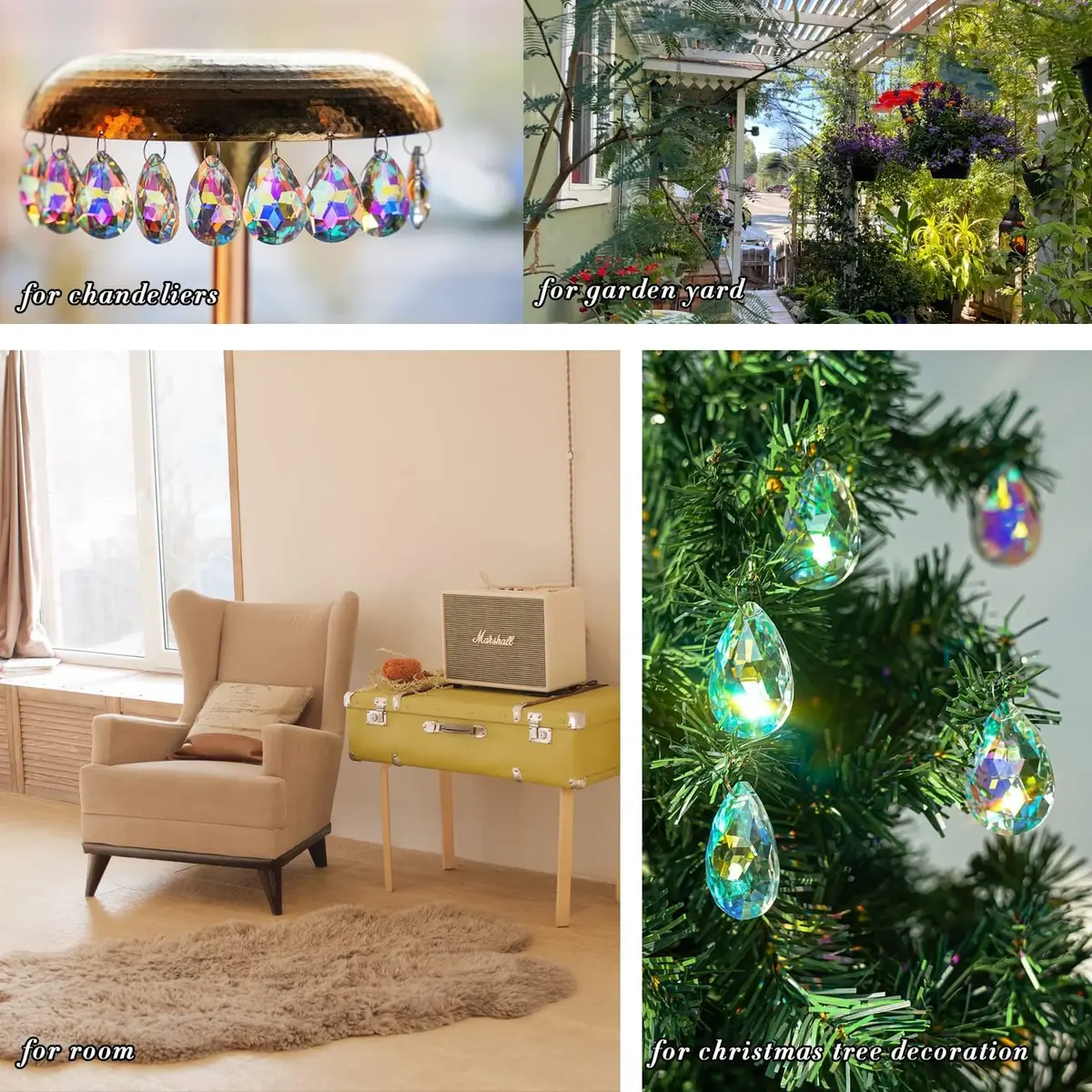 H&D HYALINE & DORA 10 Pcs Crystal Prism Pendants 50MM | Teardrop Suncatcher for Garden & Decor - view 8