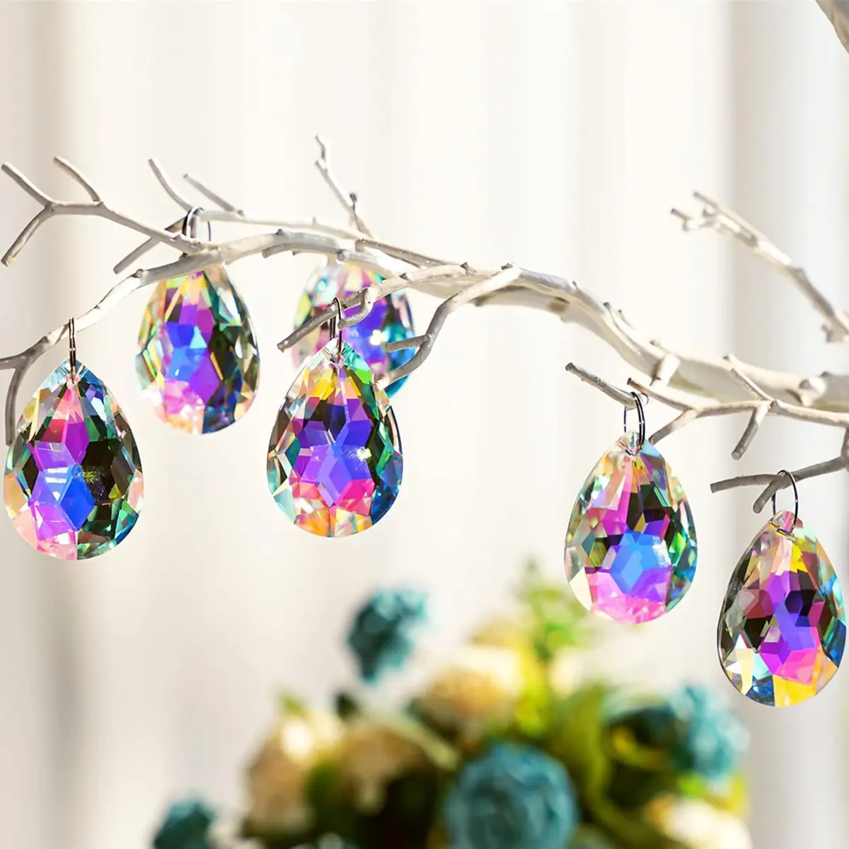 H&D HYALINE & DORA 10 Pcs Crystal Prism Pendants 50MM | Teardrop Suncatcher for Garden & Decor - view 2