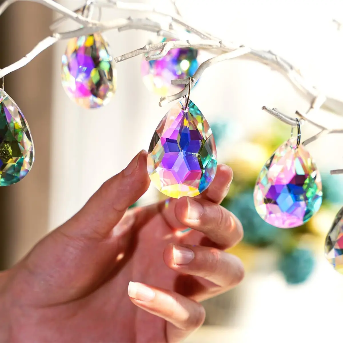 H&D HYALINE & DORA 10 Pcs Crystal Prism Pendants 50MM | Teardrop Suncatcher for Garden & Decor - view 3
