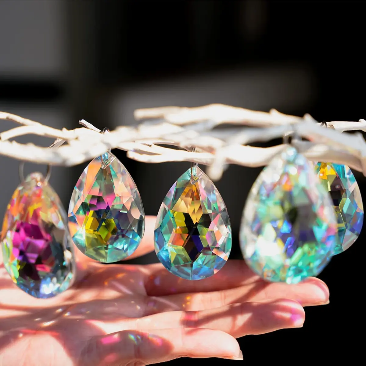 H&D HYALINE & DORA 10 Pcs Crystal Prism Pendants 50MM | Teardrop Suncatcher for Garden & Decor - view 4