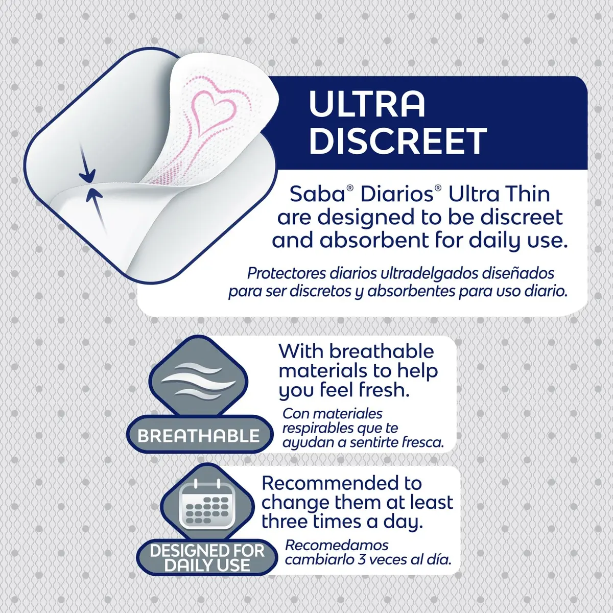 Saba Diarios Ultra Thin Multishape Panty Liners 8-Pack | Discreet, Light Moisture Protection - view 4