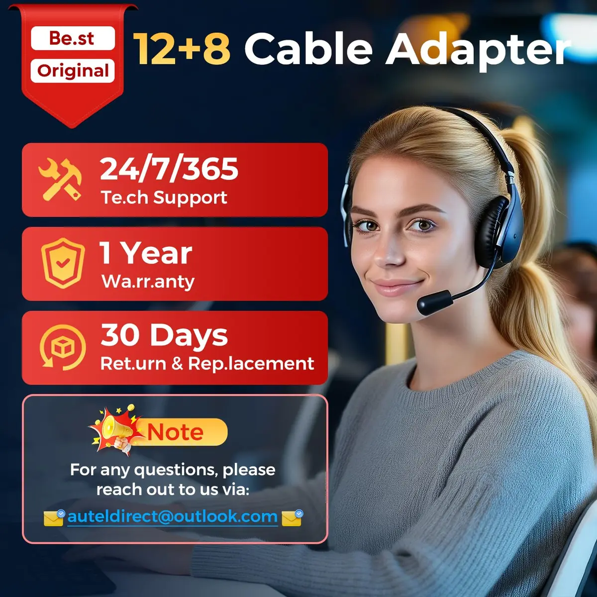 Autel OBD2 12+8 Adapter for Chrysler | Secure Gateway Bypass Cable, 40cm - view 8