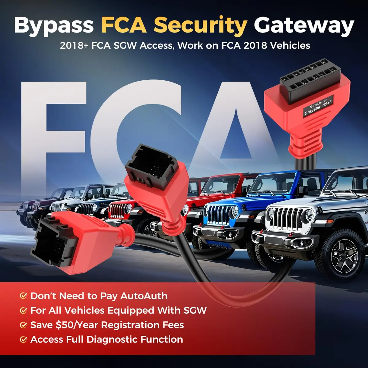 Autel OBD2 12+8 Adapter for Chrysler | Secure Gateway Bypass Cable, 40cm - view 3