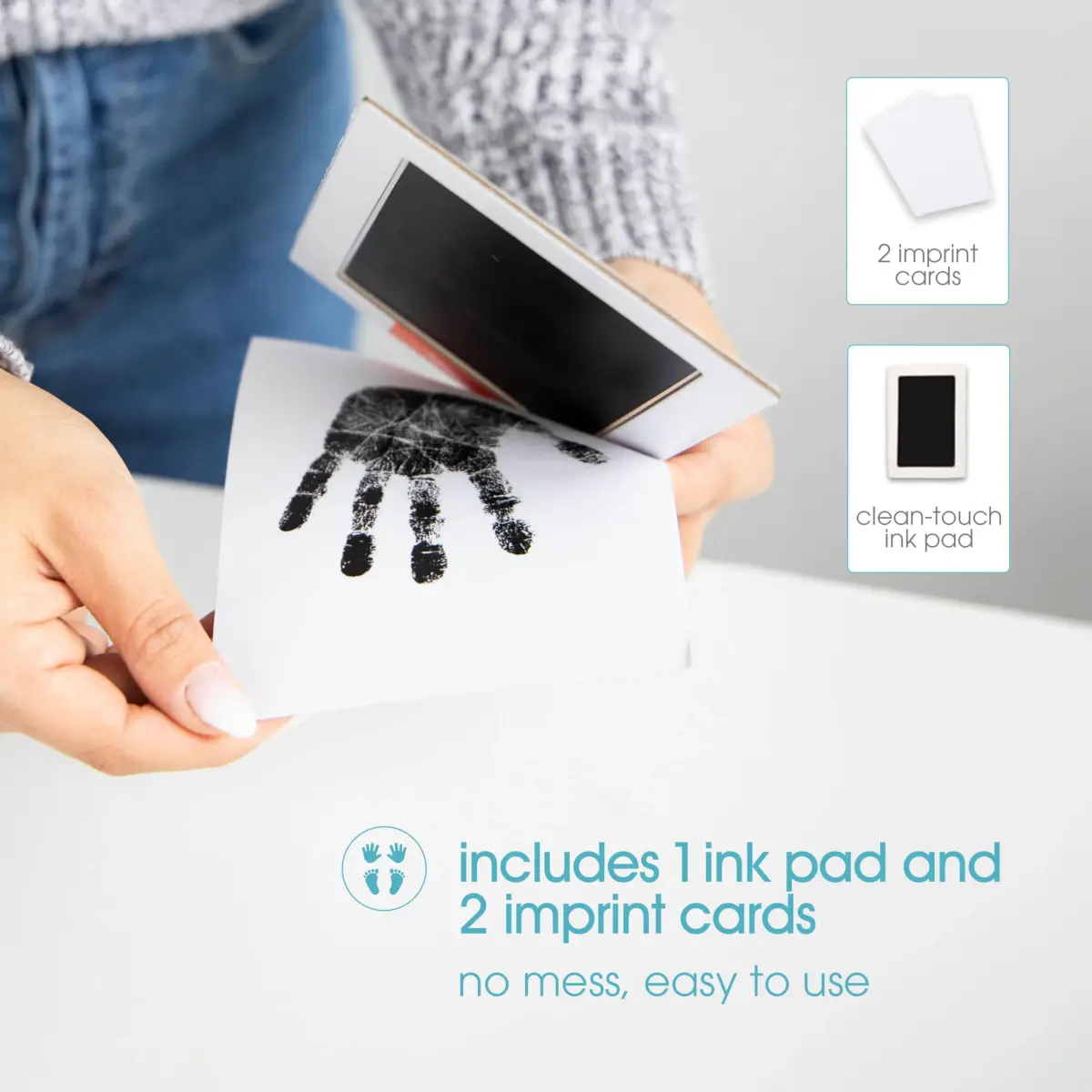 Pearhead Clean-Touch Baby Ink Pad Kit, Medium/Large Black | Mess-Free Handprint & Footprint Maker - view 2