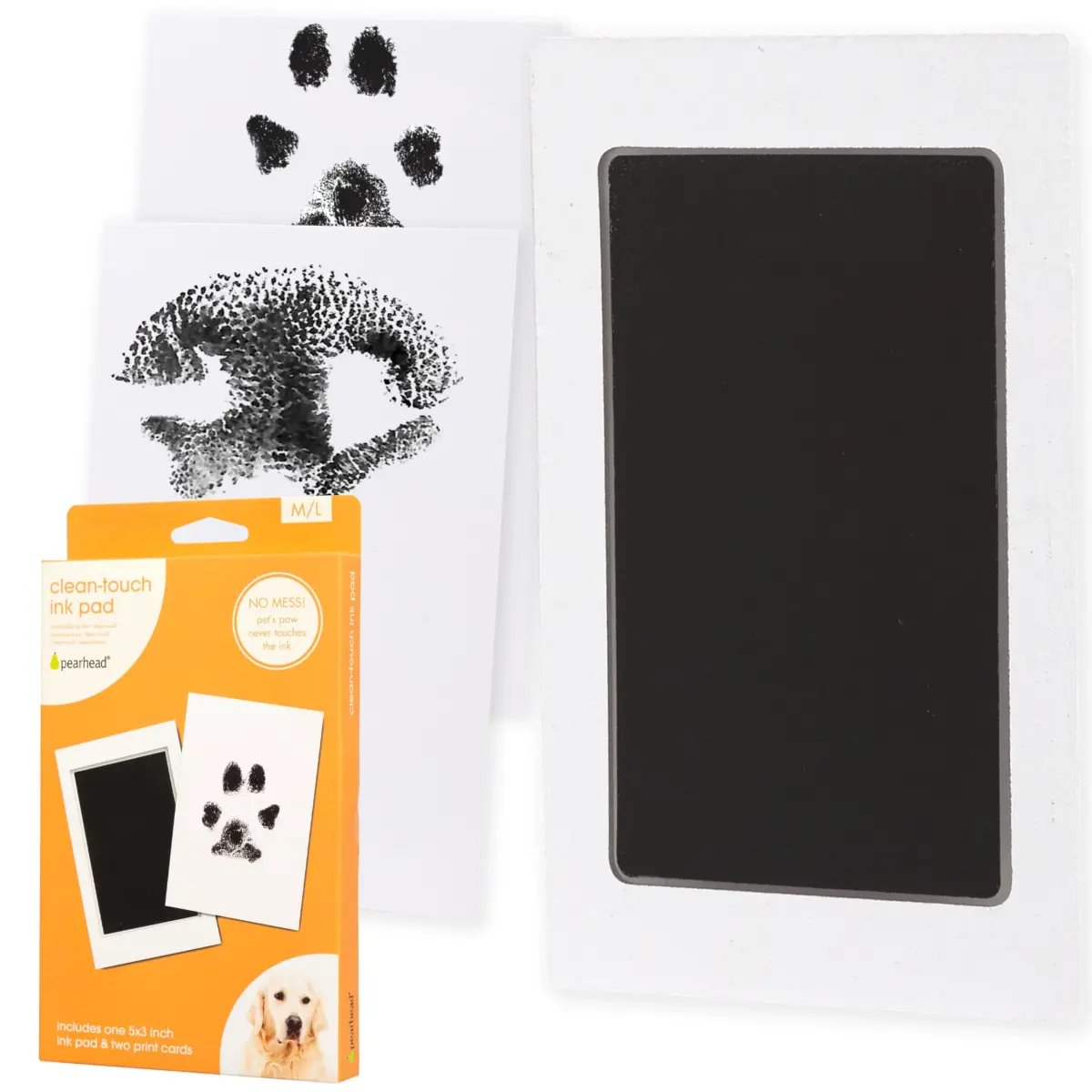 Pearhead Pet Clean-Touch Ink Pad, Medium/Large, Black Ink Pad for Cats or Dogs | Captures Paw Prints Without Mess - main product image