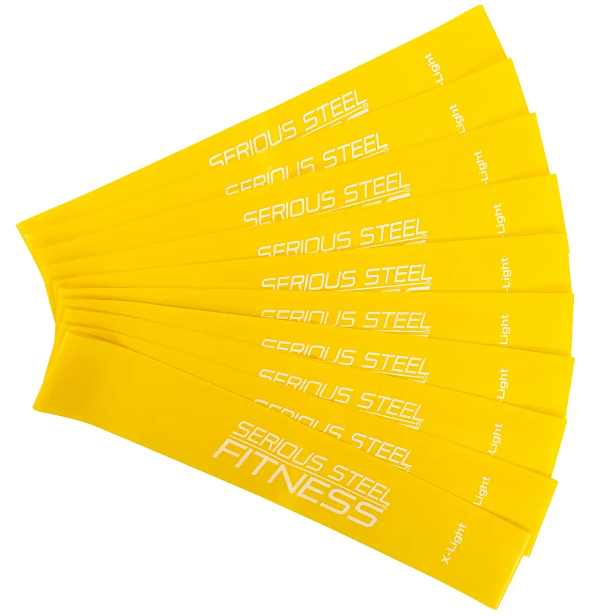 Serious Steel Fitness 12 Inch Resistance Loop Mini Band Exercise Workout Bands (X-Light - 10 Pack - Yellow) | Rehab & Warm-Up Tool - main product image