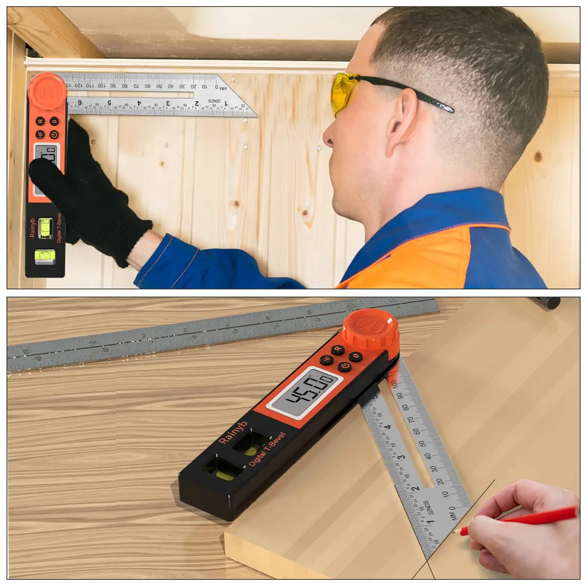 Rainyb Digital Angle Finder & T Bevel Gauge 0-360° | LCD Display & Locking Knob for Woodworking, Construction, DIY - view 6