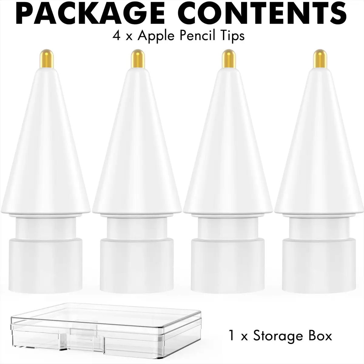 NIUTRENDZ White 4 Pack Replacement Tips for Apple Pencil 1st & 2nd Gen | Fine Point Metal Nib (1.95mm) - view 6