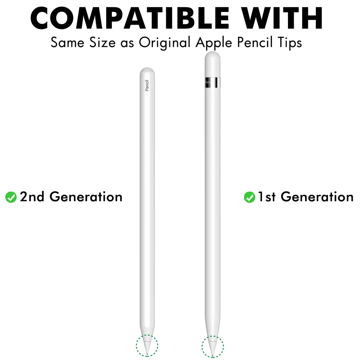 NIUTRENDZ White 4 Pack Replacement Tips for Apple Pencil 1st & 2nd Gen | Fine Point Metal Nib (1.95mm) - view 2