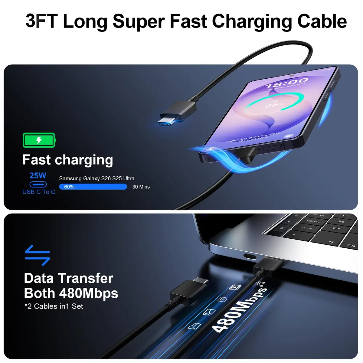 Vilive Super Fast Charger Type C 25W | Compact, Universal Compatibility, 2-Pack - view 5