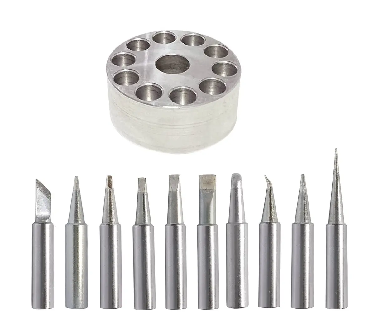 ShineNow T18 Soldering Tips 10pcs Set for Hakko FX-888D FX-888 FX-600 FX-8801 | Copper Tips with Holder - main product image
