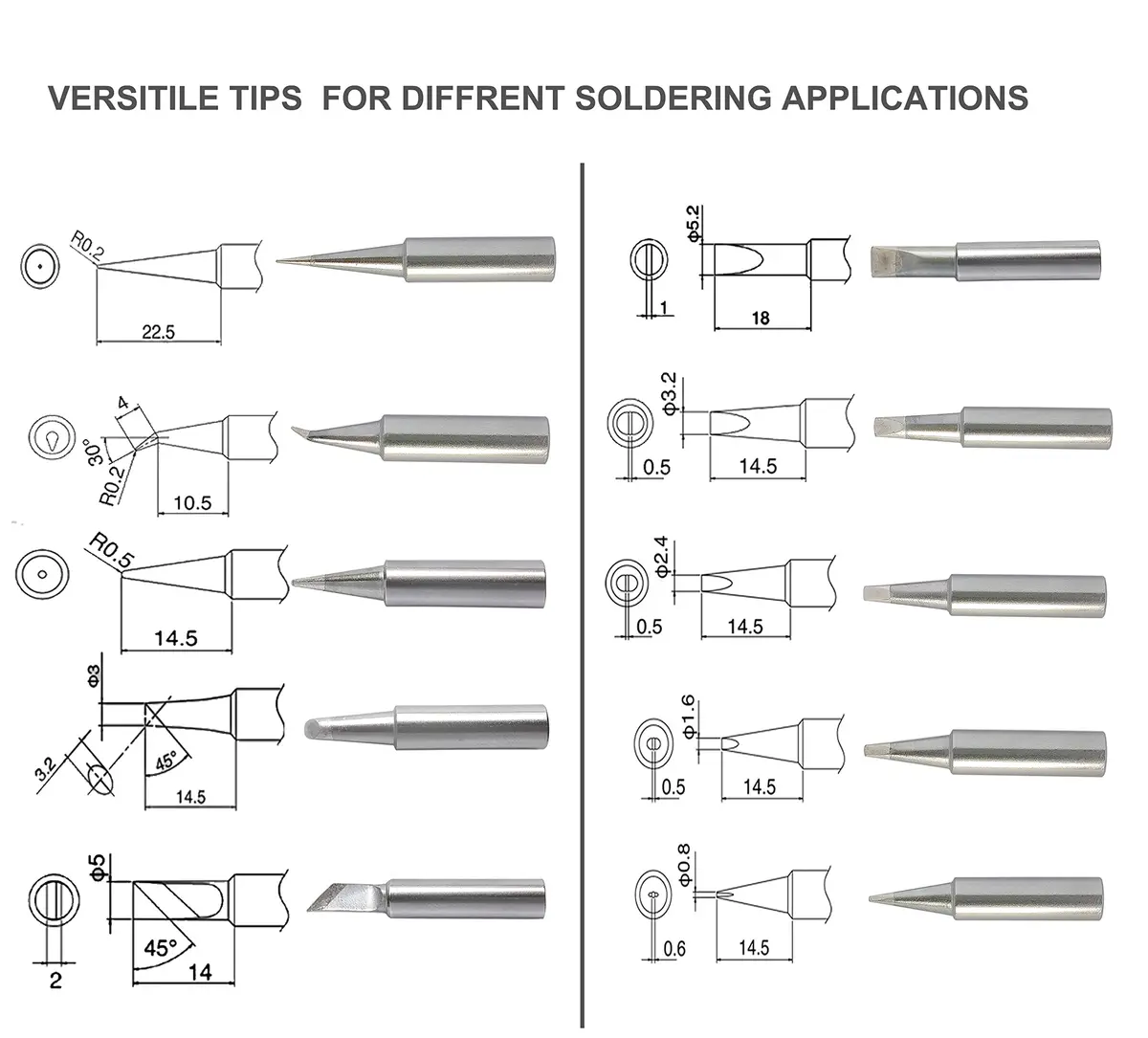ShineNow T18 Soldering Tips 10pcs Set for Hakko FX-888D FX-888 FX-600 FX-8801 | Copper Tips with Holder - view 2