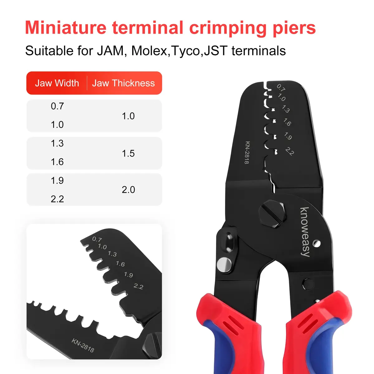 Knoweasy KN-2818 Micro Open Barrel Crimper, 28-20 AWG | Precise, Durable, Portable - view 3