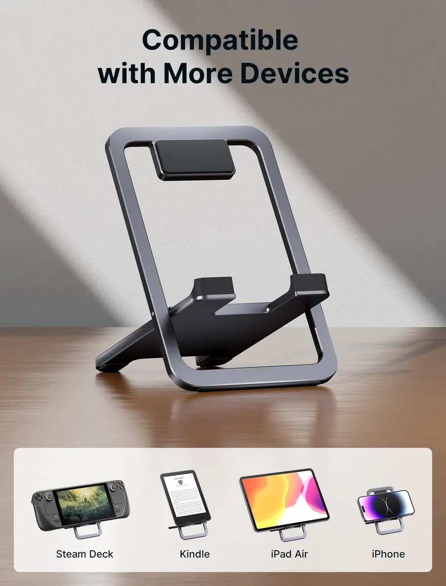 JSAUX Portable Electronic Device Stand Gray | Fold-Flat Adjustable Holder for Tablets & Phones - view 7