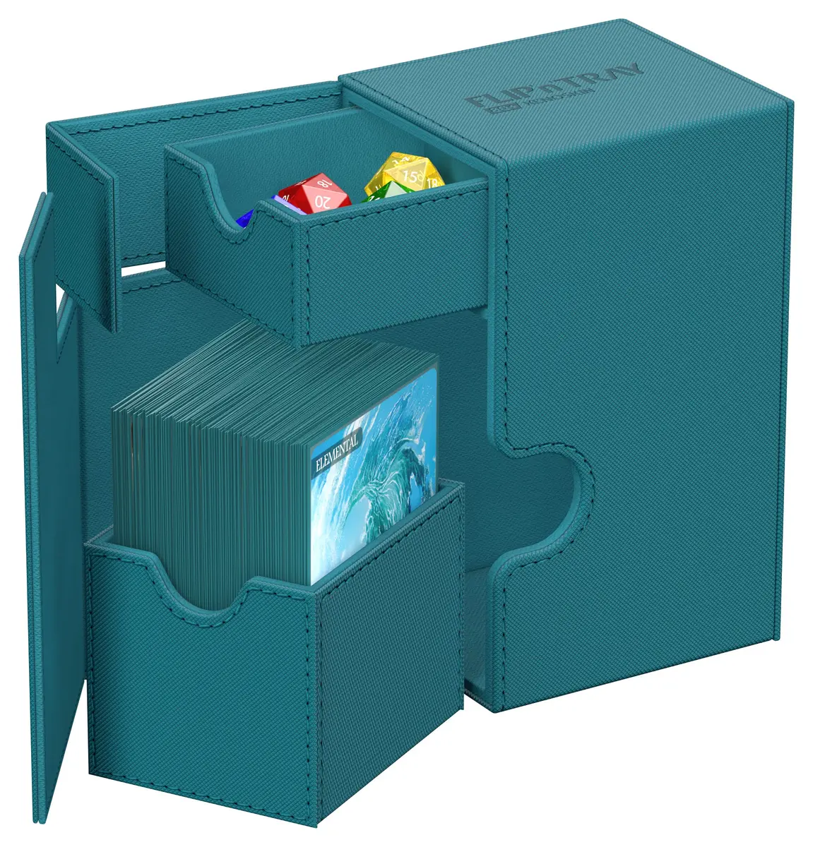 Ultimate Guard Flip'n'Tray 80+ Deck Case for 80 Double-Sleeved TCG Cards Petrol | Magnetic Closure & Microfiber Lining - view 5