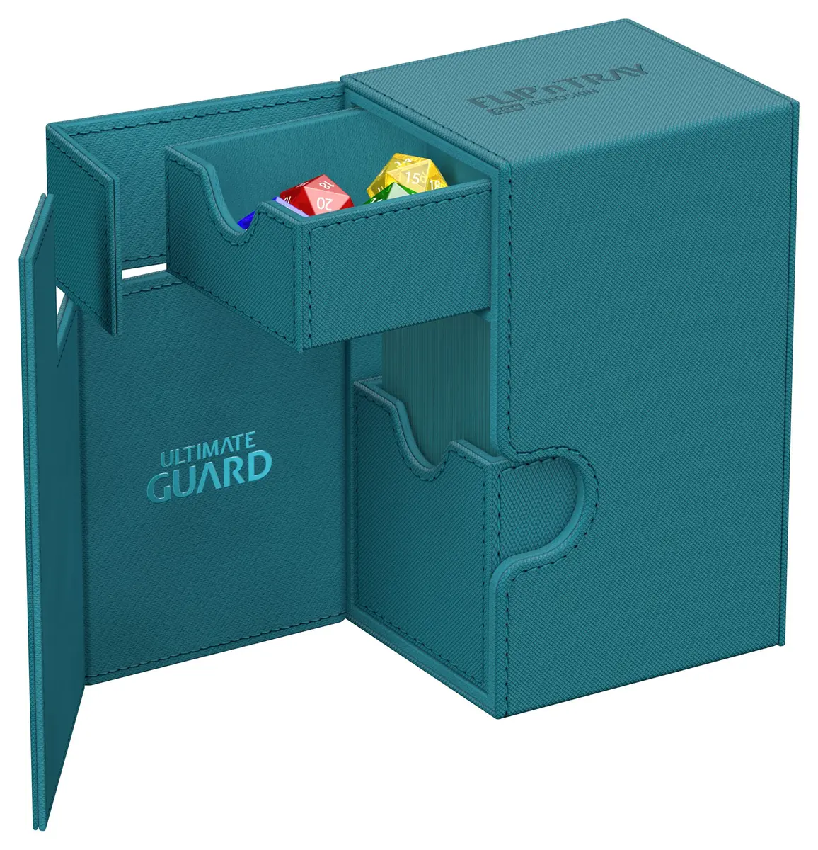 Ultimate Guard Flip'n'Tray 80+ Deck Case for 80 Double-Sleeved TCG Cards Petrol | Magnetic Closure & Microfiber Lining - view 6
