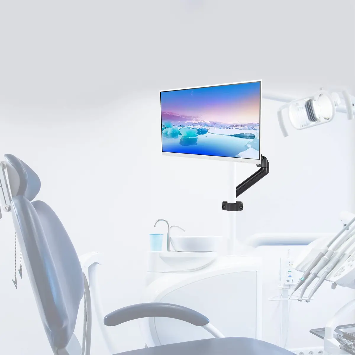 VIVO Black Pneumatic Pole Mounted Monitor Arm for 17-32 in Screens | Full Motion Articulating Arm - view 6