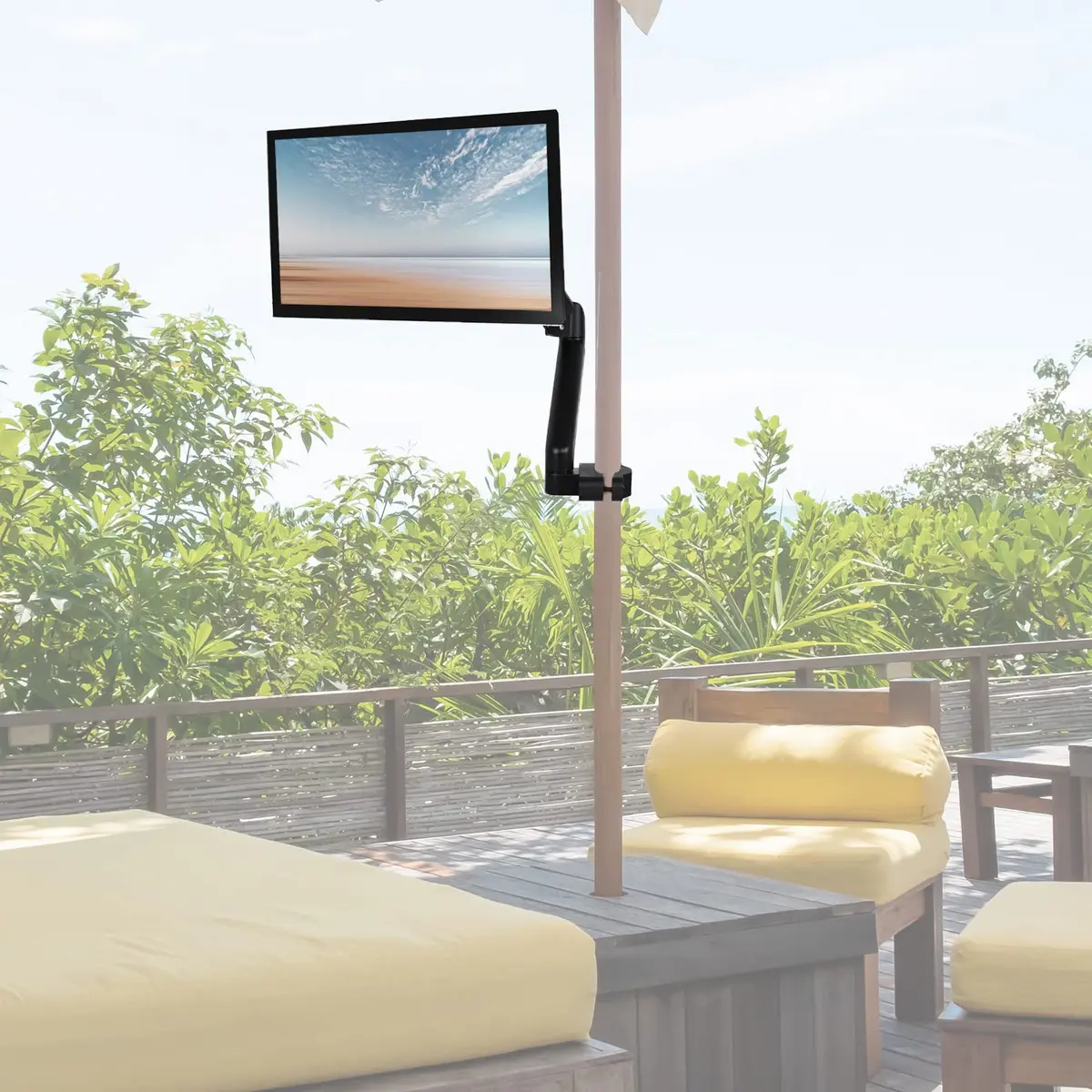 VIVO Black Pneumatic Pole Mounted Monitor Arm for 17-32 in Screens | Full Motion Articulating Arm - view 7