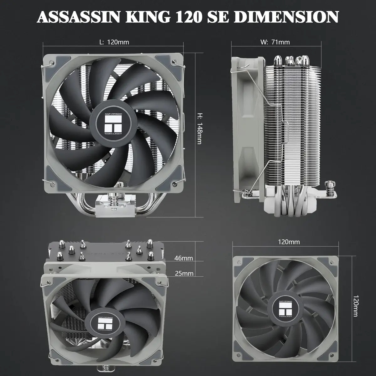 Thermalright Assassin King 120 SE CPU Air Cooler 148mm (5.83 inch) | 5 Heatpipes AGHP III - view 3