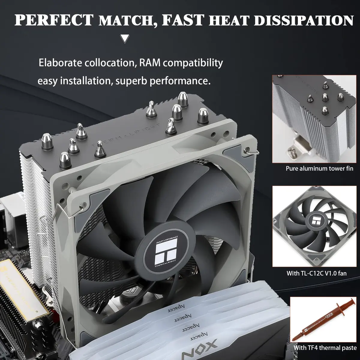Thermalright Assassin King 120 SE CPU Air Cooler 148mm (5.83 inch) | 5 Heatpipes AGHP III - view 4