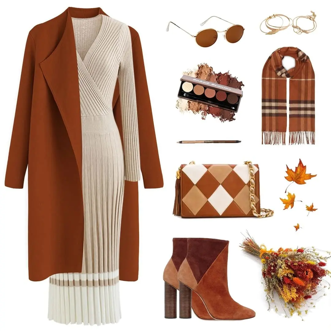 CHICWISH Women's Classy Caramel Open Front Knit Coat XL | Oversized Acrylic Layer - view 4