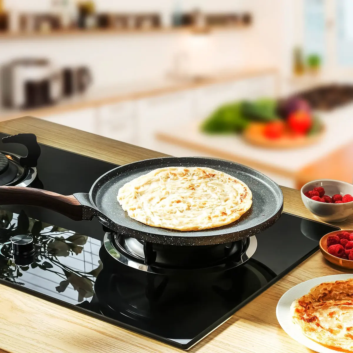 SENSARTE 12 Inch Nonstick Crepe Pan Granite Coating Pancake Pan Gray | Induction Compatible, Lightweight & Easy to Clean - view 6