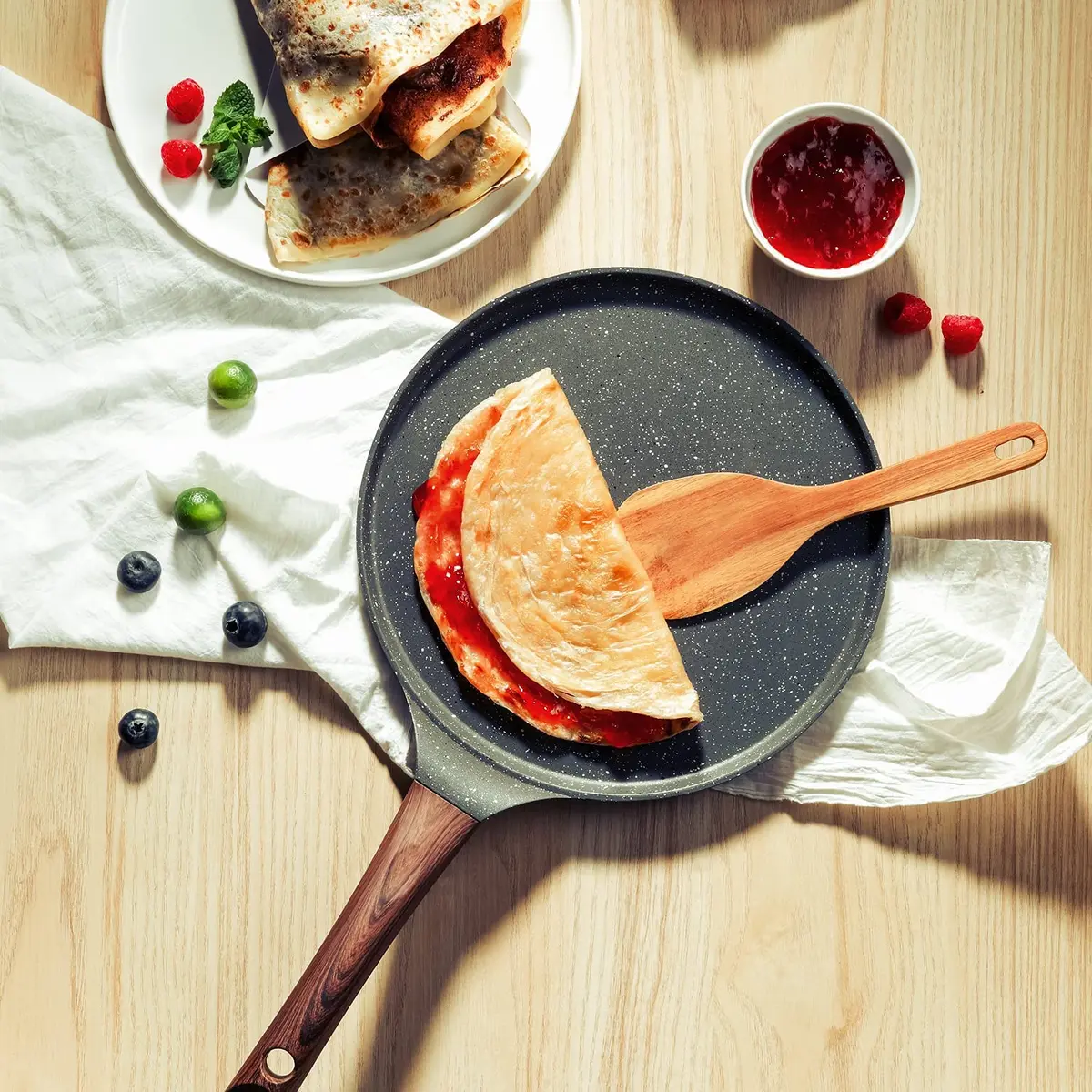 SENSARTE 12 Inch Nonstick Crepe Pan Granite Coating Pancake Pan Gray | Induction Compatible, Lightweight & Easy to Clean - view 7