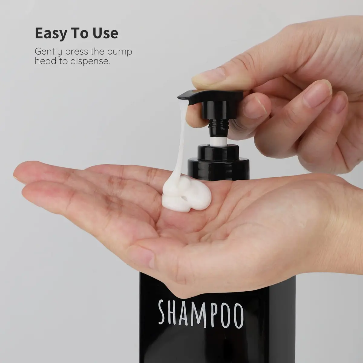Segbeauty Black Plastic Square Soap Dispenser Set | 3pcs 500ml (16.9oz) Refillable Pump Bottles for Shampoo, Conditioner, Body Wash - view 4
