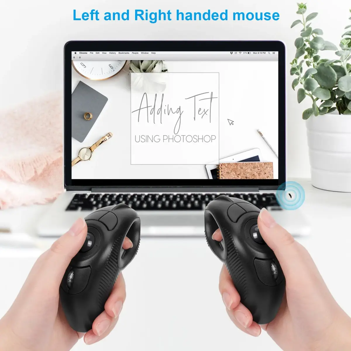 welspo Wireless Trackball Laser Mouse with AAA Battery | Ergonomic Design for Left & Right Hand - view 3