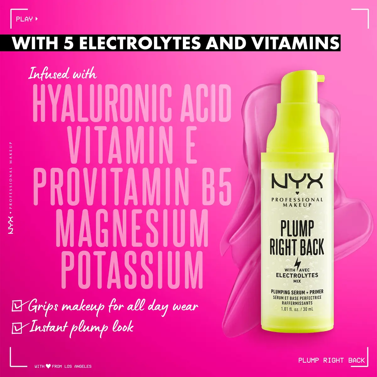 NYX PROFESSIONAL MAKEUP Plump Right Back Serum & Primer 30ml | Hydrating, Vegan, All-Day Makeup Extension - view 3