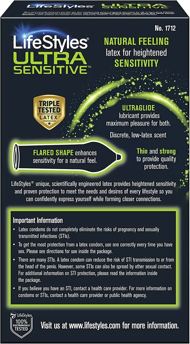 LifeStyles Ultra Sensitive Natural Feeling Lubricated Latex Condoms, 12 Count (Pack of 2) | Ultra Thin & Sensitive for Maximum Pleasure - view 7